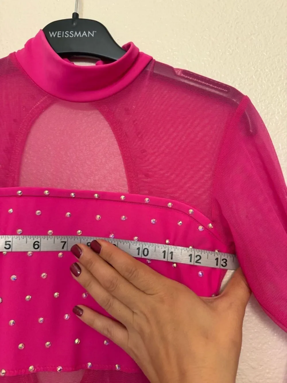 Custom dance costume solo hot pink mesh leotard biketard SA-Small adult